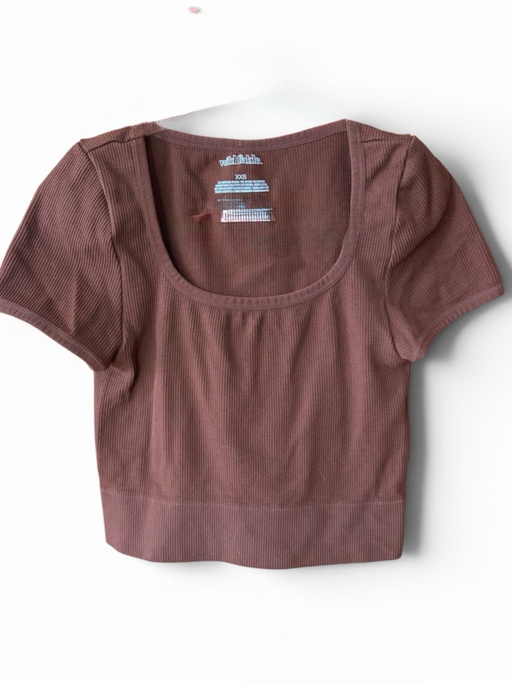 Wild Fable Women’s Ribbed Short Sleeve Crop Top - Brown Sz XXS